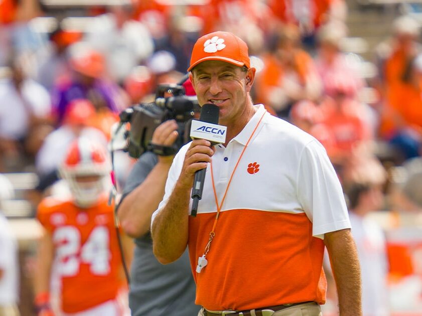 ACC Conference Realignment - Dabo Swinney on field at Clemson Football spring game.